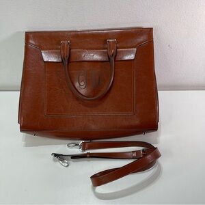 CLUCI Briefcase Work Bag Purse Brwn Shoulder Vegan Leather Laptop Padded Pocket